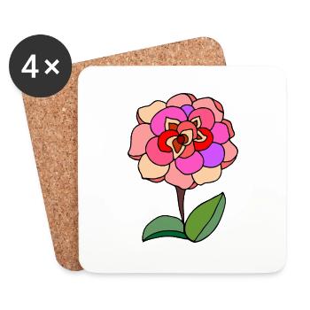 Fleur - Dessous de verre (lot de 4) - blanc - Devant