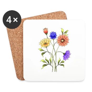 Fleur - Dessous de verre (lot de 4) - blanc - Devant