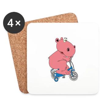 hippo bike hippo bike kids gift sport - Coasters (set of 4) - white - Front