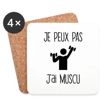 Je peux pas J'ai muscu - Dessous de verre (lot de 4) - blanc - Devant