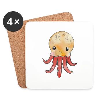 Octopus Octopus Idée cadeau - Dessous de verre (lot de 4) - blanc - Devant