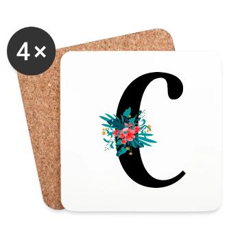 letter C flowery - Coasters (set of 4) - white - Front