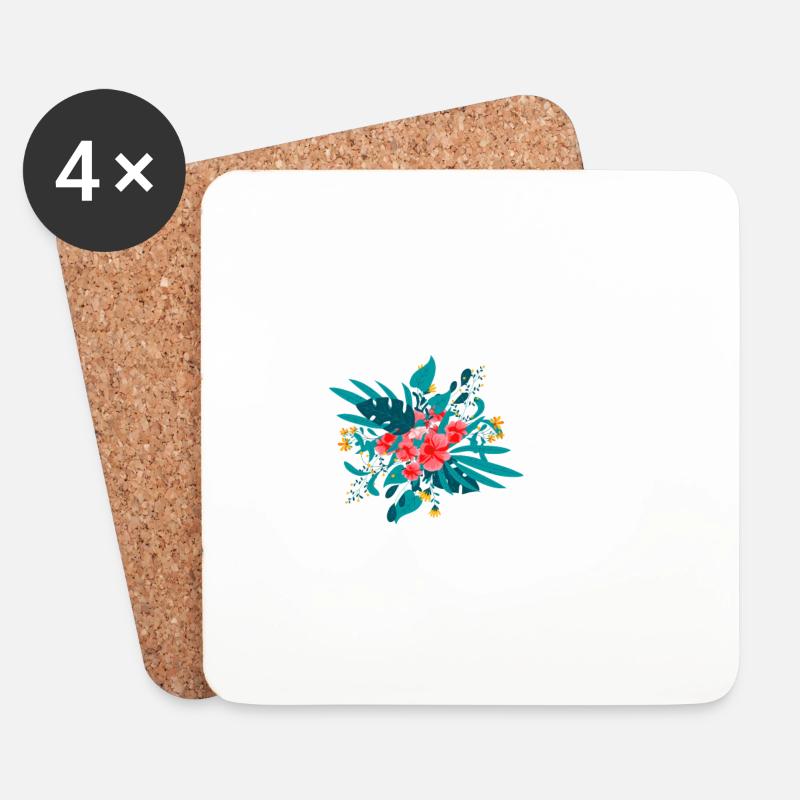 Buchstabe C blumig - Untersetzer (4er-Set) - Weiß