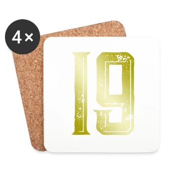 19 Symbole numérique - Dessous de verre (lot de 4) - blanc - Devant