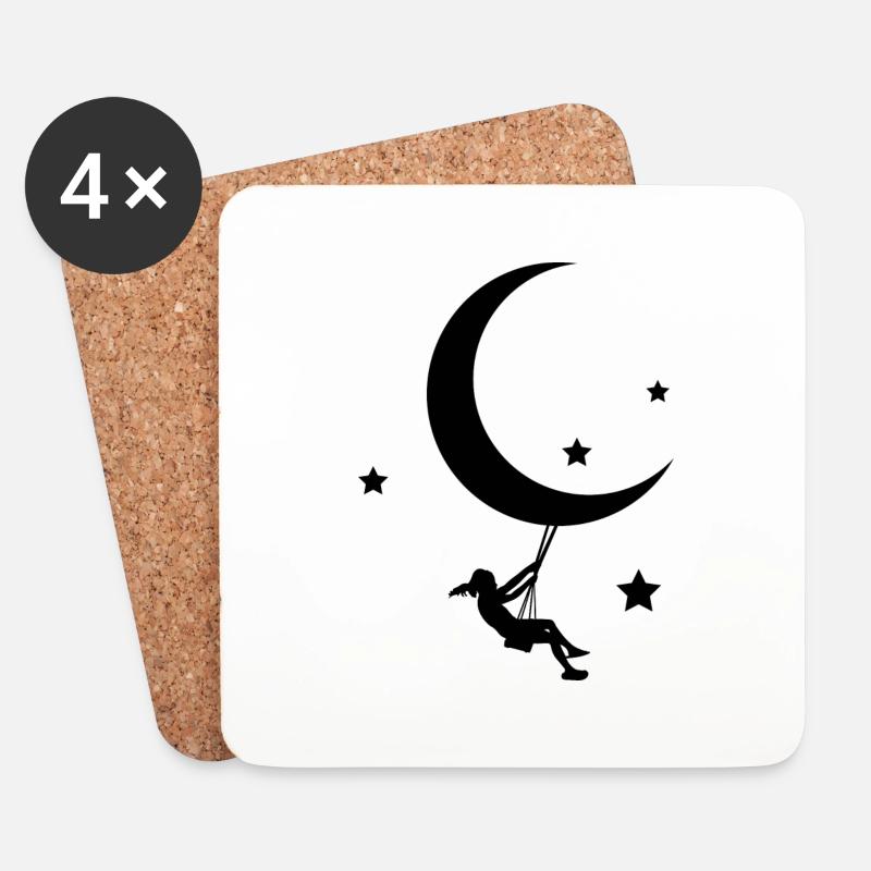 Mond Sterne Astronomie - Untersetzer (4er-Set) - Weiß