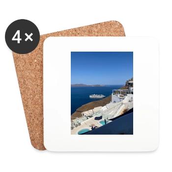 Vacances à Santorin - Dessous de verre (lot de 4) - blanc - Devant