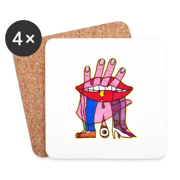 Kuss Hand - Untersetzer (4er-Set) - Weiß - Vorne