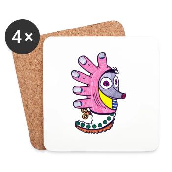 Finger Igel - Untersetzer (4er-Set) - Weiß - Vorne