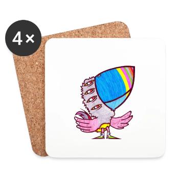Finger Papagei - Untersetzer (4er-Set) - Weiß - Vorne