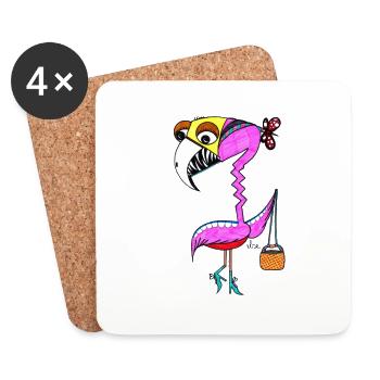 Flamingo - Untersetzer (4er-Set) - Weiß - Vorne