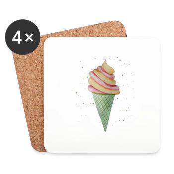 Crème glacée de Noël - Dessous de verre (lot de 4) - blanc - Devant