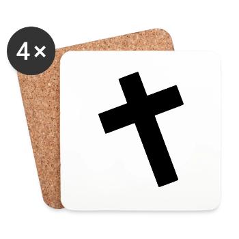 Kreuz Emoji Skizze Zeichnung schwarz - Untersetzer (4er-Set) - Weiß - Vorne