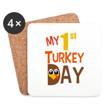 My 1st TurkeyDay - T-SHIRT AND CHANDAIL - Dessous de verre (lot de 4) - blanc - Devant