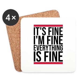 everything is fine quote - Coasters (set of 4) - white - Front