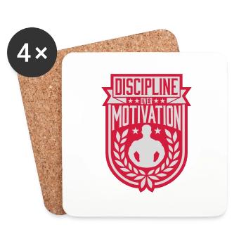 Citation de discipline sur la motivation - Dessous de verre (lot de 4) - blanc - Devant
