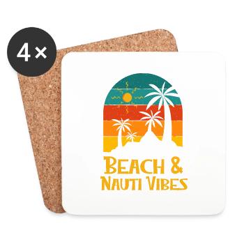 Plage et Nauti Vibes Dictons d’été Tropical - Dessous de verre (lot de 4) - blanc - Devant