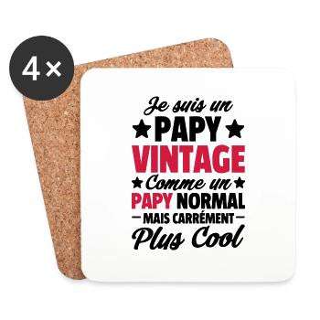 Je suis un papy vintage / cadeau humour papy - Dessous de verre (lot de 4) - blanc - Devant