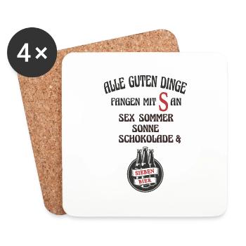 Alle Guten Dinge fangen mit S an - Untersetzer (4er-Set) - Weiß - Vorne