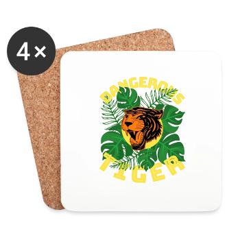Jungle Tiger Dangerous Animal Leaves Cadeau - Dessous de verre (lot de 4) - blanc - Devant