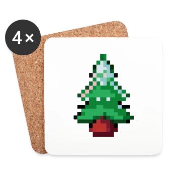 Arbre de Noël idée cadeau pixélisé Noël - Dessous de verre (lot de 4) - blanc - Devant
