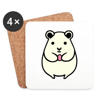 Hamster Cute Animal Rodent Animals Pet Vector 2 - Coasters (set of 4) - white - Front