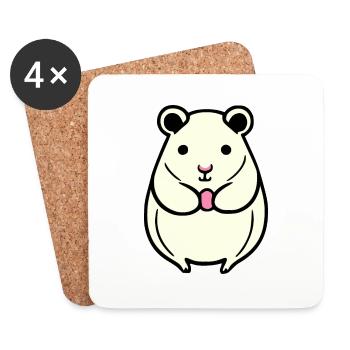 Hamster mignon animal rongeur animaux drôle animal 2 - Dessous de verre (lot de 4) - blanc - Devant