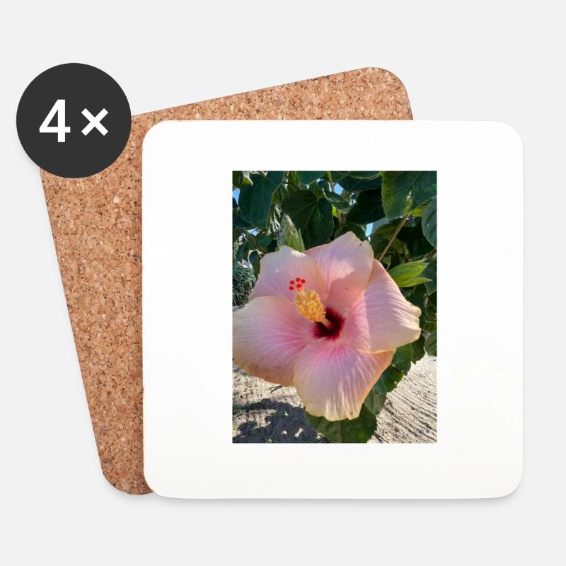 Hibiskus - Untersetzer (4er-Set) - Weiß