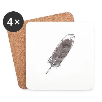 Gris plume dessiné à la main (oie grise) - Dessous de verre (lot de 4) - blanc - Devant