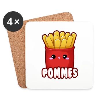 French fries Fast Food Emoticon Cute - Coasters (set of 4) - white - Front