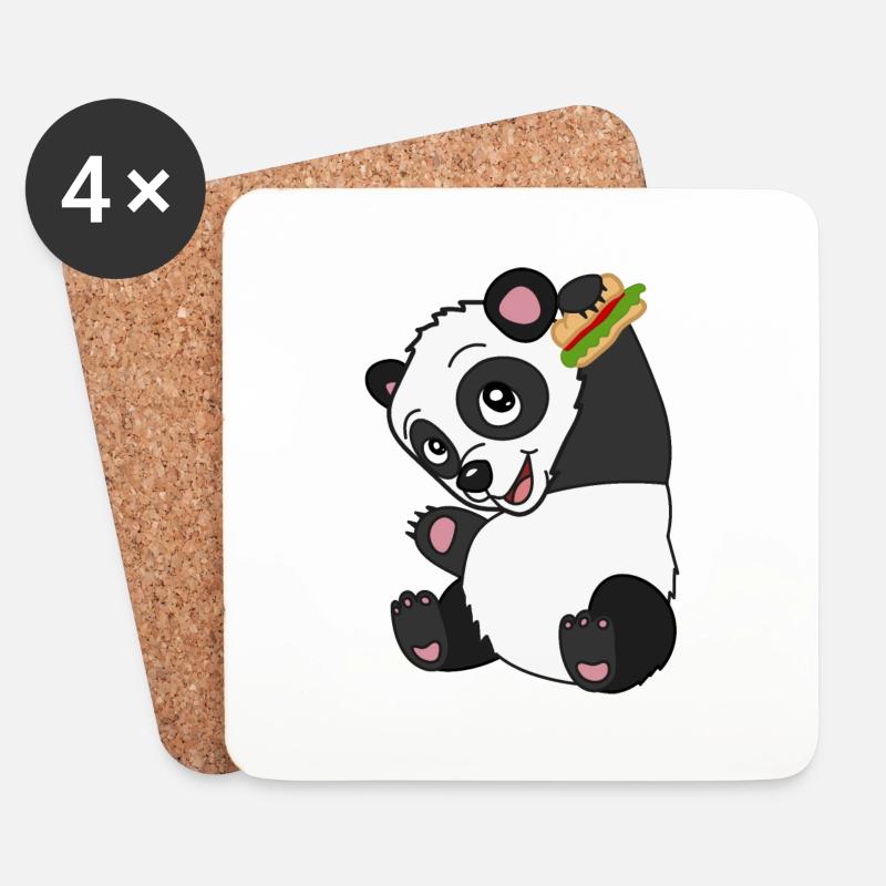 Süßer Baby Panda mit Sandwich - Untersetzer (4er-Set) - Weiß
