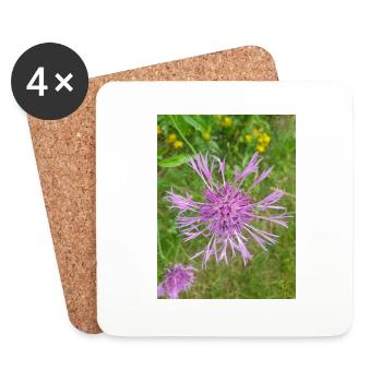 centaurée Centaurea scabiosa - Dessous de verre (lot de 4) - blanc - Devant