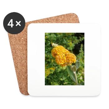 buddleia, butterfly bush or summer lilac 'Sungold' - Coasters (set of 4) - white - Front