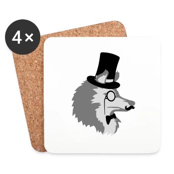 Sir Wolf Gentlemen Cylindre - Dessous de verre (lot de 4) - blanc - Devant