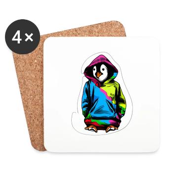 Süßer Pinguin mit Bunten Pullover - Untersetzer (4er-Set) - Weiß - Vorne