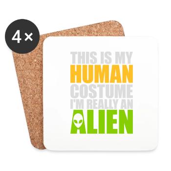 Citation extraterrestre de costume humain - Dessous de verre (lot de 4) - blanc - Devant