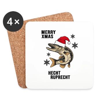 Pêche « Hecht Ruprecht » capture et remise à l’eau de Noël - Dessous de verre (lot de 4) - blanc - Devant