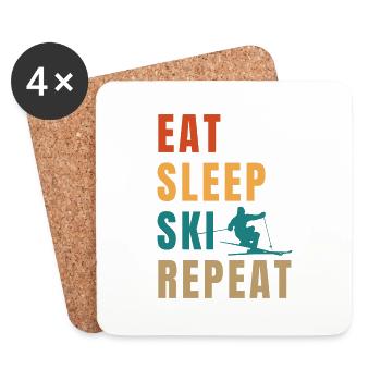 Manger dormir ski répéter - Dessous de verre (lot de 4) - blanc - Devant