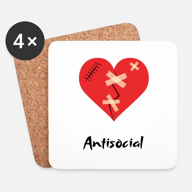 Antisocial Heart - Untersetzer (4er-Set) - Weiß