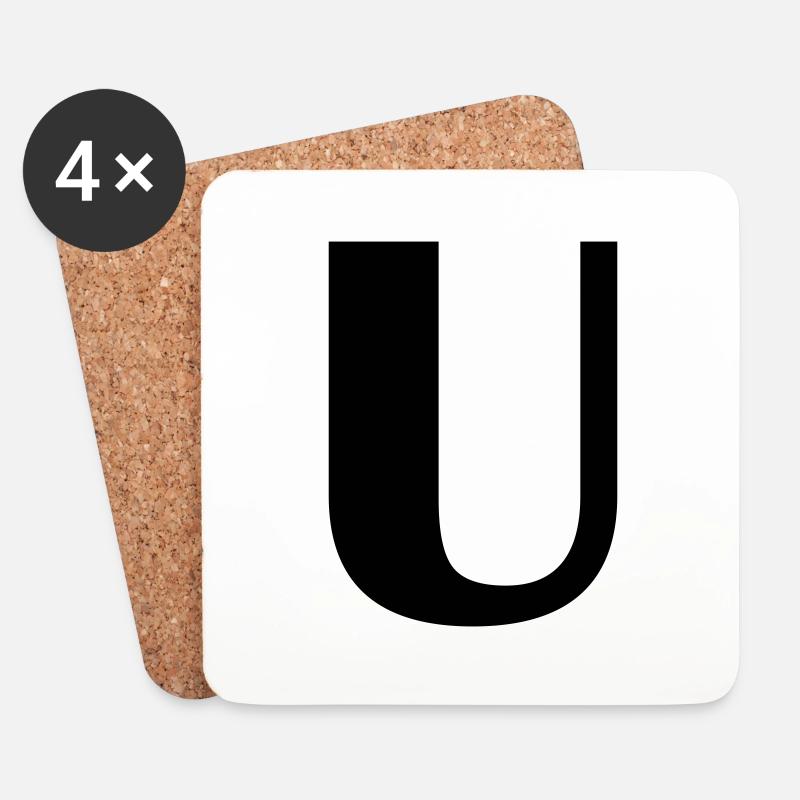 Buchstabe U - Untersetzer (4er-Set) - Weiß