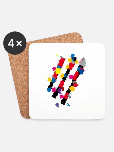 Abstrakt - Kunst Streifen Deko - Untersetzer (4er-Set) - Weiß