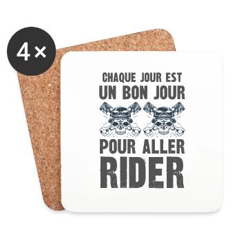 bon jour pour aller rider - Dessous de verre (lot de 4) - blanc - Devant