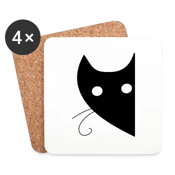 CAT HEAD - Coasters (set of 4) - white - Front