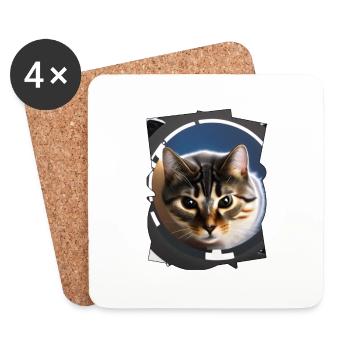 Space cat - Untersetzer (4er-Set) - Weiß - Vorne