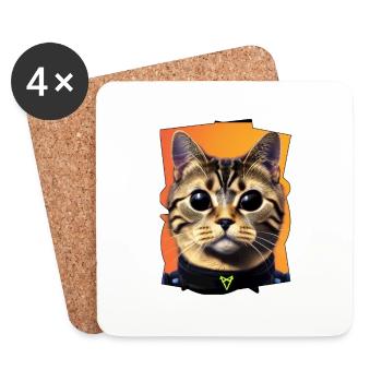 Katzenportrait - Untersetzer (4er-Set) - Weiß - Vorne