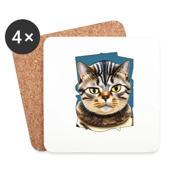 Visage de chat 10 - Dessous de verre (lot de 4) - blanc - Devant