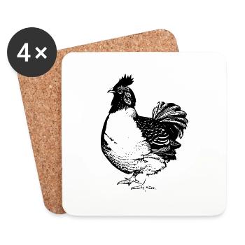 Drôle de ligne de poulet Art Pop Art Minimaliste 9 - Dessous de verre (lot de 4) - blanc - Devant