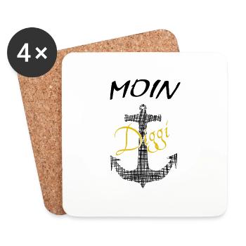 Moin Diggi - Untersetzer (4er-Set) - Weiß - Vorne