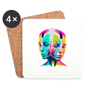 Twin heads - Coasters (set of 4) - white - Front