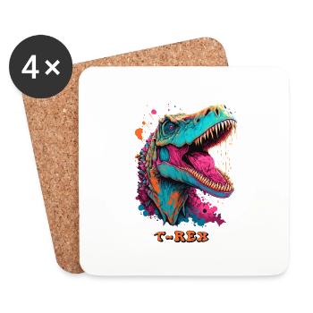 T-Rex - Untersetzer (4er-Set) - Weiß - Vorne