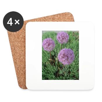 Boules de poireaux ornementaux violets au printemps - Dessous de verre (lot de 4) - blanc - Devant